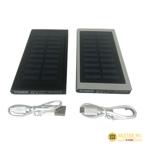 Akatah Solar Power Bank 2x USB - 5V 1-2.1A Solar Power Charger Li-Polymer Battery