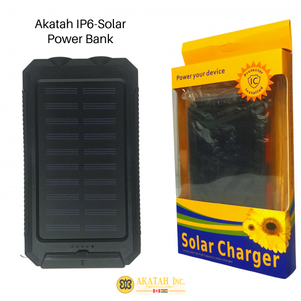 Akatah IP6-Solar Power Bank 2x USB - 5V 1-2.1A Solar Power Charger Li-Polymer Battery